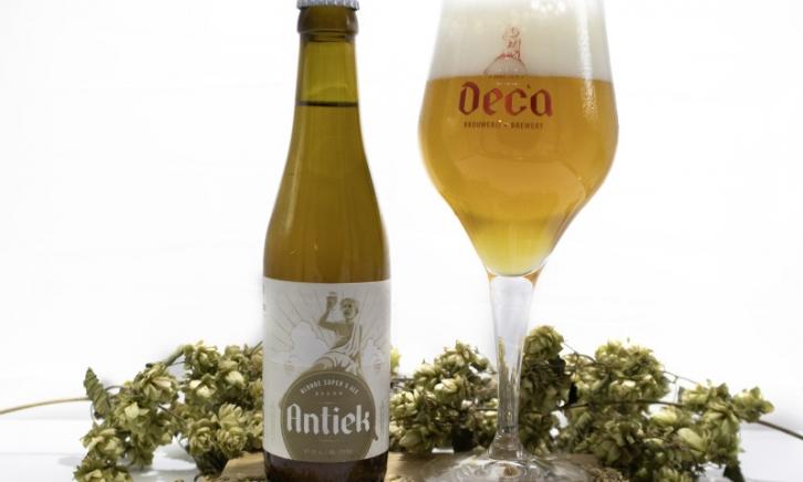 Antiek Super 5 Blond bier flesje en logo Antiek Super 5 Blond bier flesje en logo